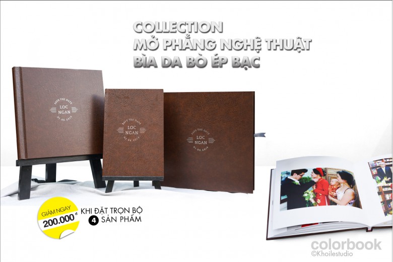 Bộ sưu tập PHOTOBOOK MỞ PHẲNG NGHỆ THUẬT - BÌA DA BÒ ÉP BẠC